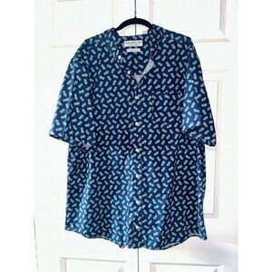 Nick Graham everywhere 2XL Blue Pineapple Print Short Sleeve Button-Up Shirt